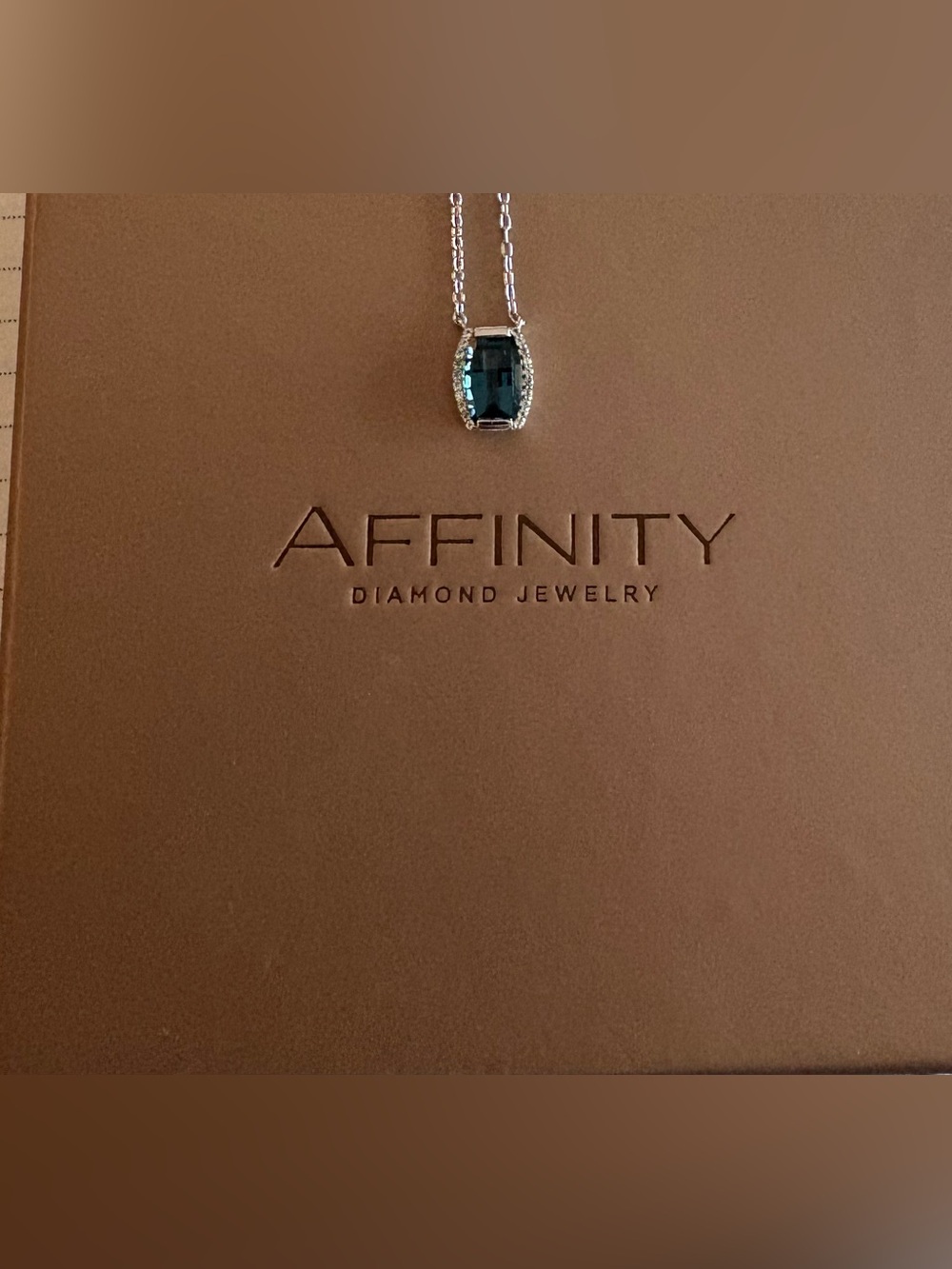 Affinity Stunning London blue topaz diamond pendant necklace